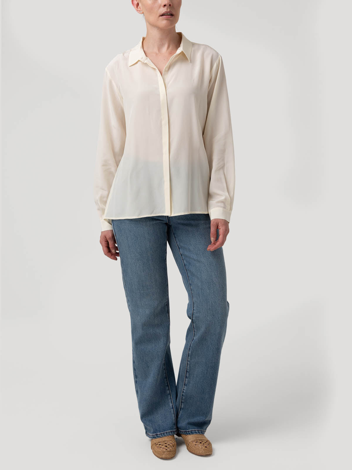 Blusa Seda Mujer Rose Blanco Rockford
