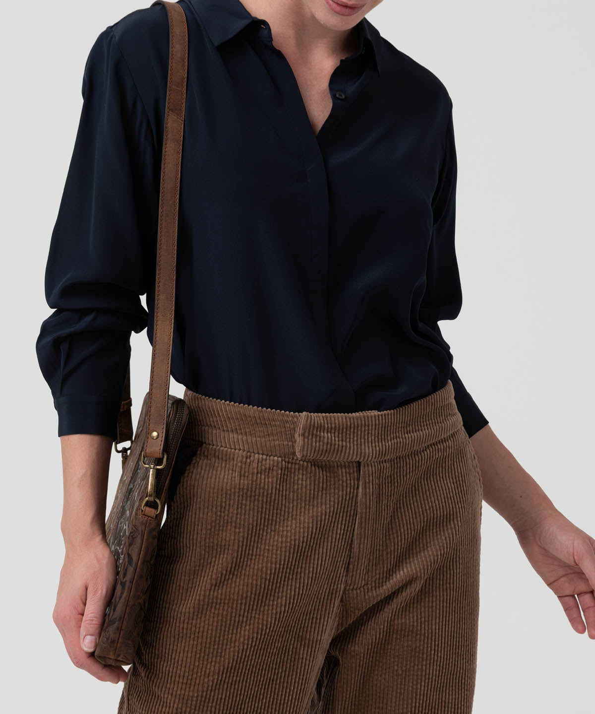 Blusa Seda Mujer Rose Azul Rockford