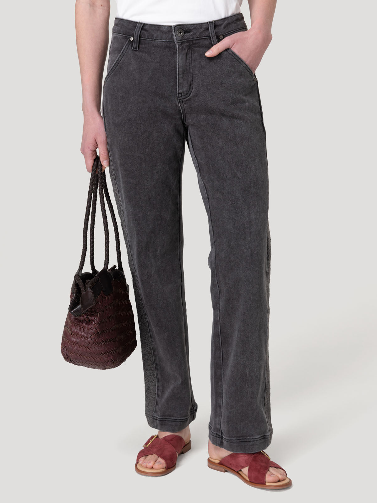 Jeans Fibras Recicladas Mujer Roots Gris Rockford