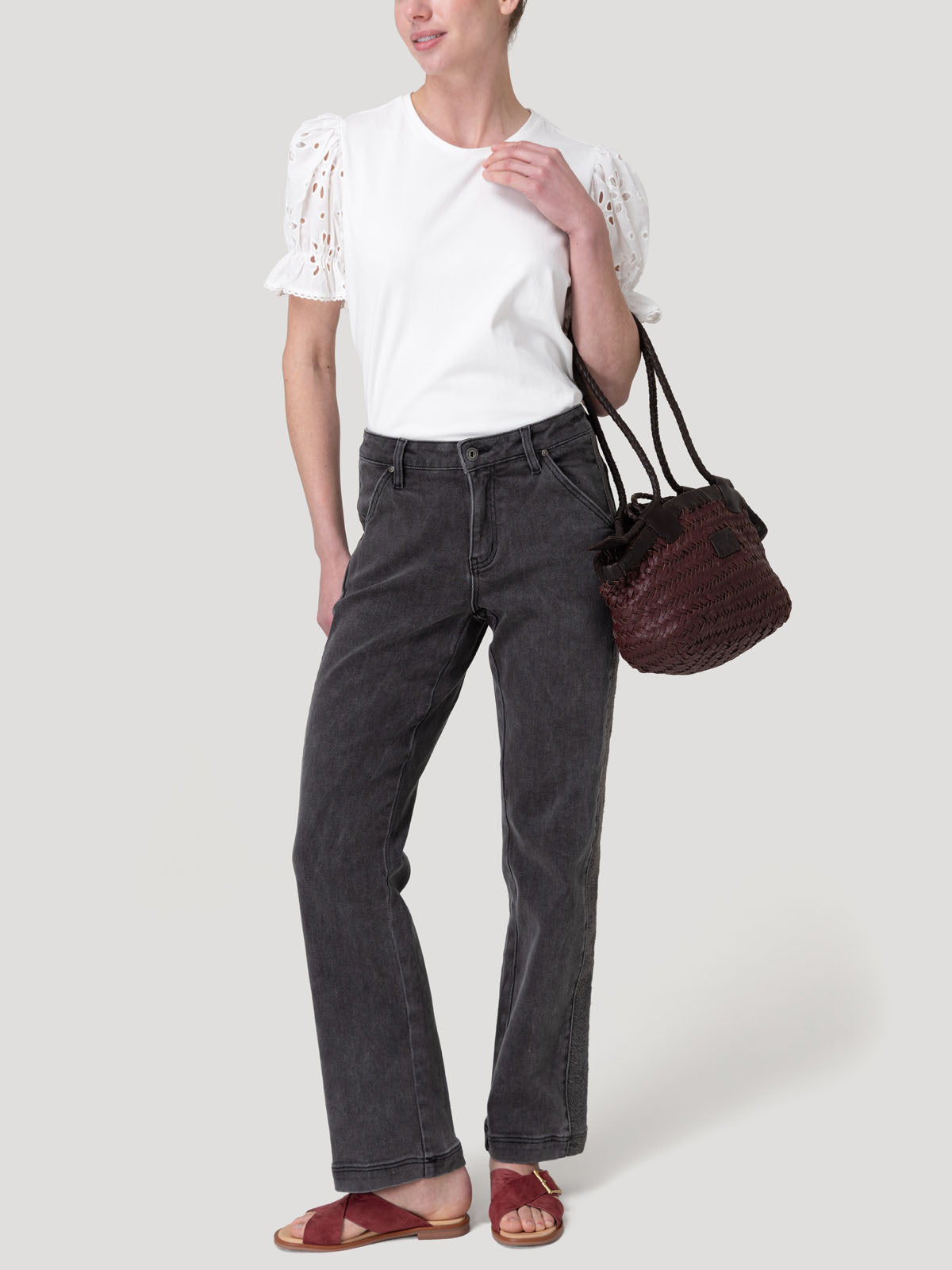 Jeans Fibras Recicladas Mujer Roots Gris Rockford