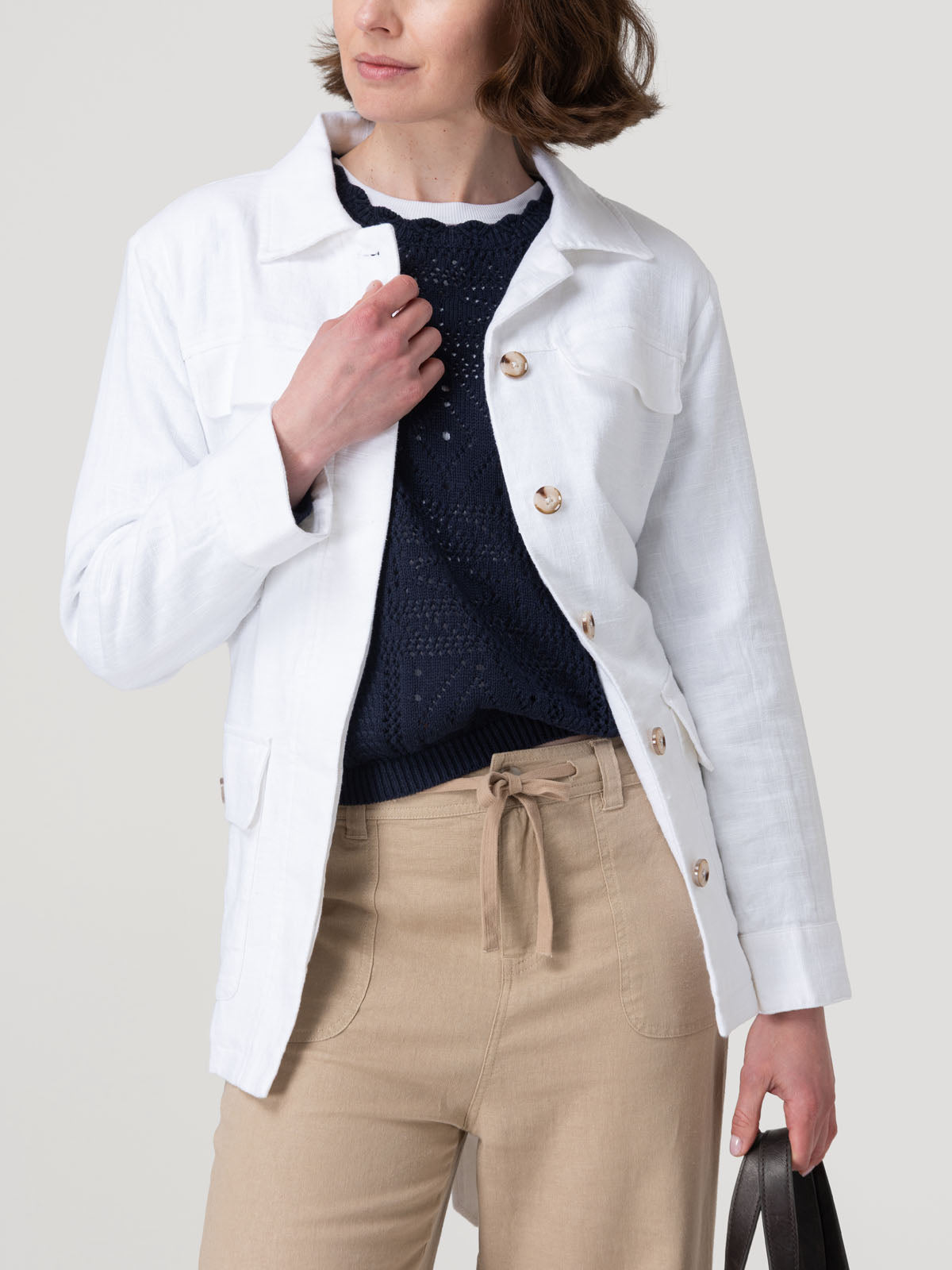 Chaqueta Lino Mujer Juniper Blanco Rockford