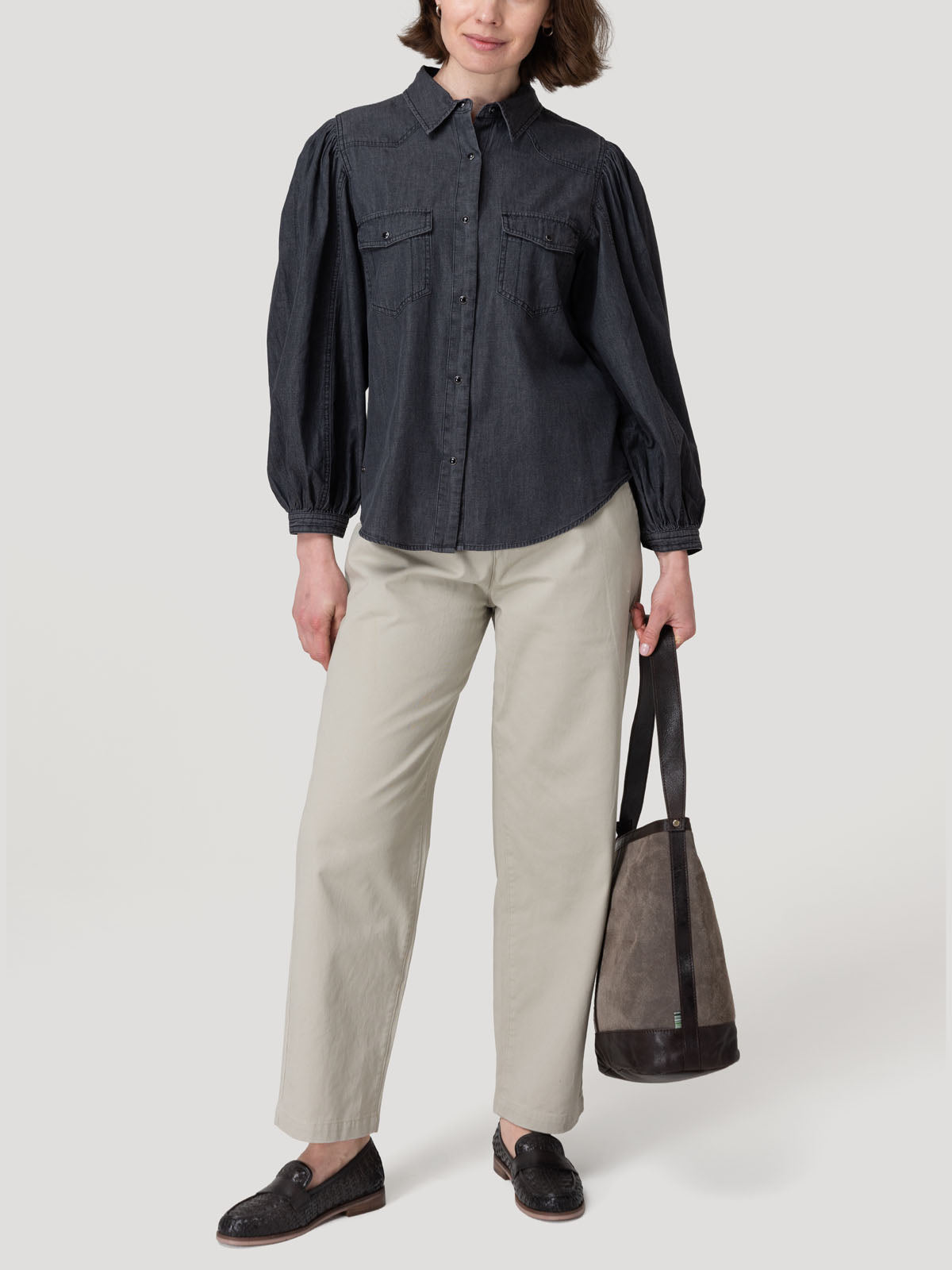 Blusa Tencel Mujer Hibisco Gris Rockford