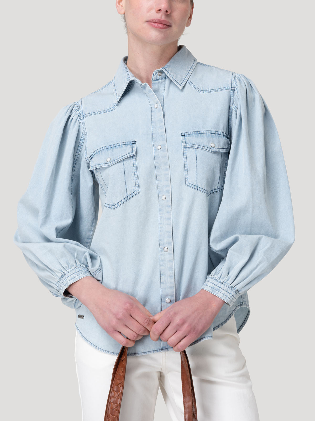 Blusa Tencel Mujer Hibisco Celeste Rockford