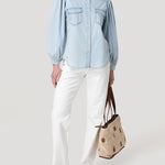 Blusa Tencel Mujer Hibisco Celeste Rockford