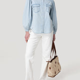 Blusa Tencel Mujer Hibisco Celeste Rockford