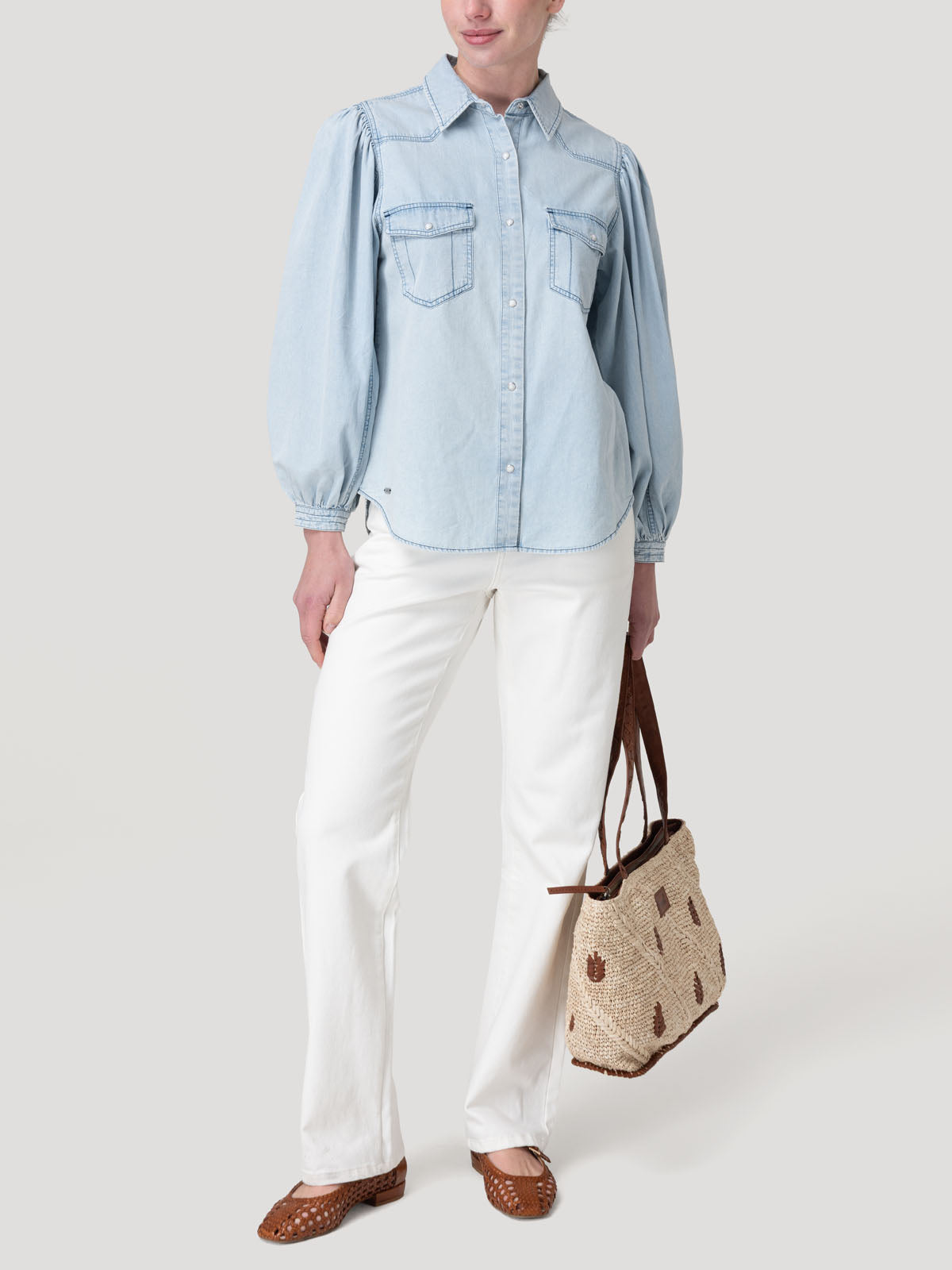 Blusa Tencel Mujer Hibisco Celeste Rockford