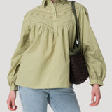 Blusa Algodón Orgánico Mujer Almond Verde Rockford