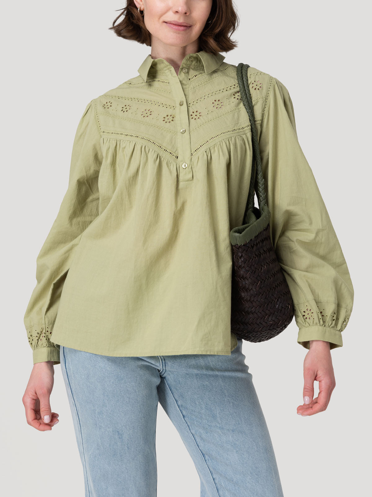 Blusa Algodón Orgánico Mujer Almond Verde Rockford