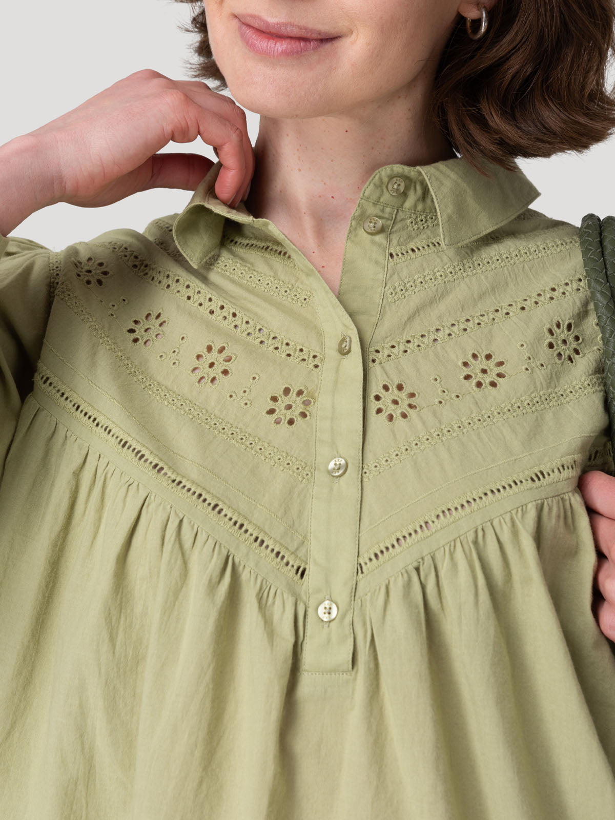 Blusa Algodón Orgánico Mujer Almond Verde Rockford