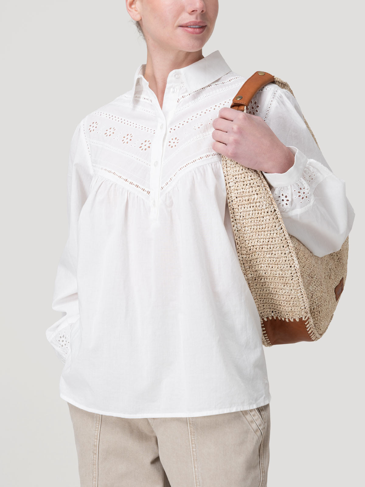 Blusa Algodón Orgánico Mujer Almond Blanco Rockford