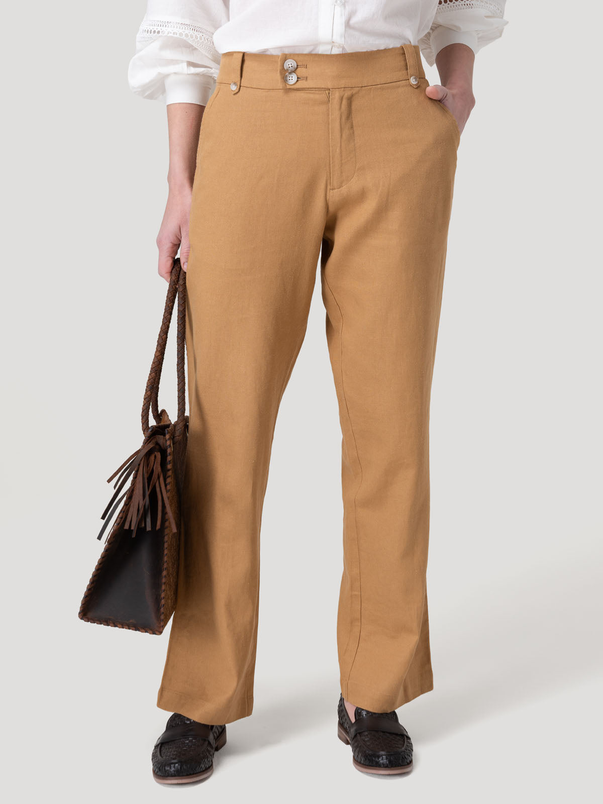 Pantalón Algodón Orgánico Mujer Anira Café Rockford