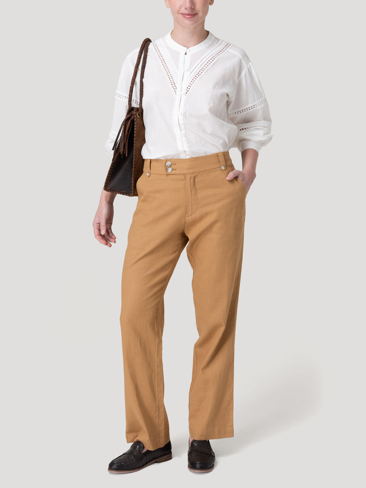 Pantalón Algodón Orgánico Mujer Anira Café Rockford