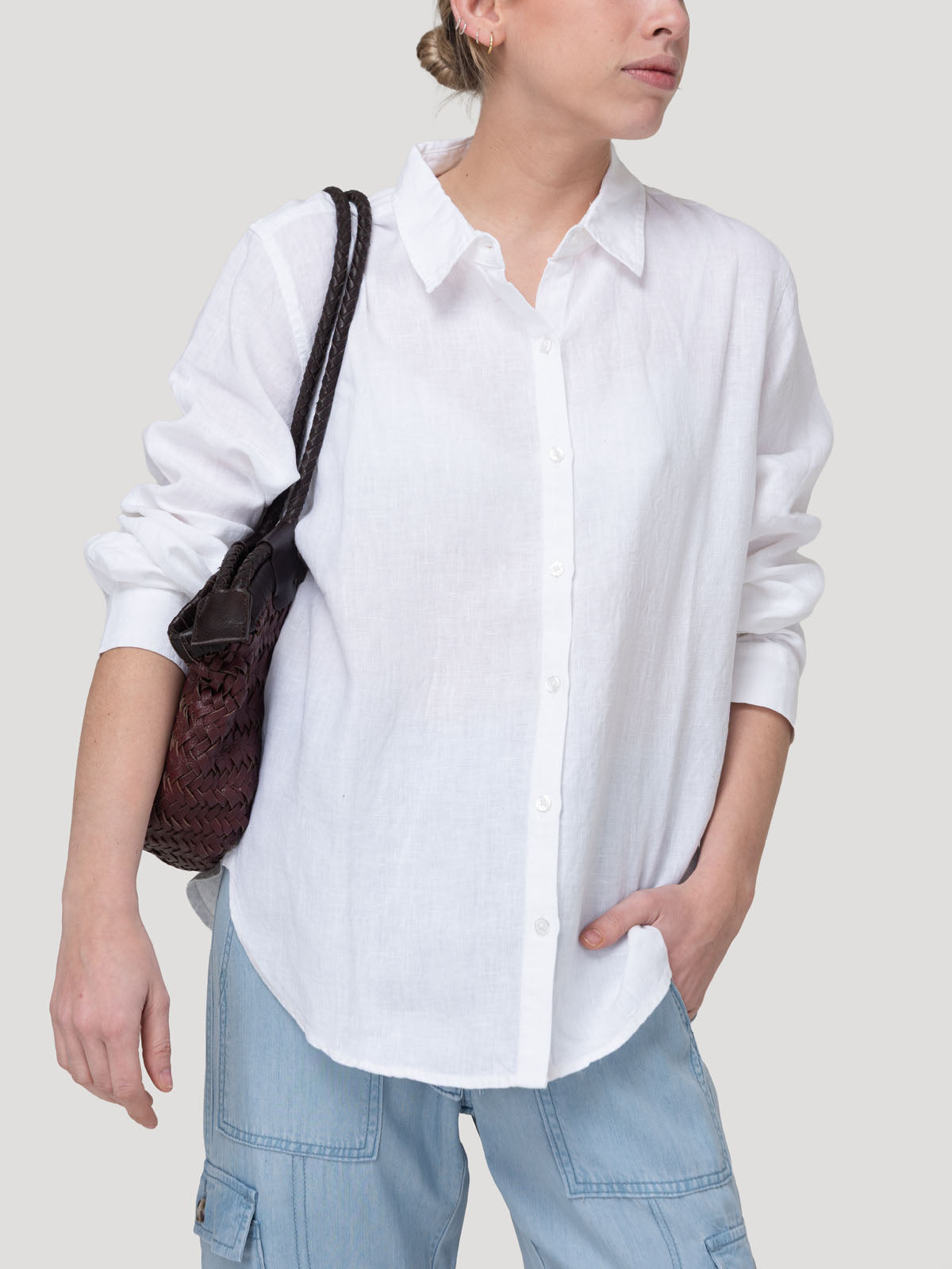 Blusa Lino Orgánico Mujer Lirio Blanco Rockford