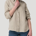 Blusa Lino Orgánico Mujer Lirio Café Rockford