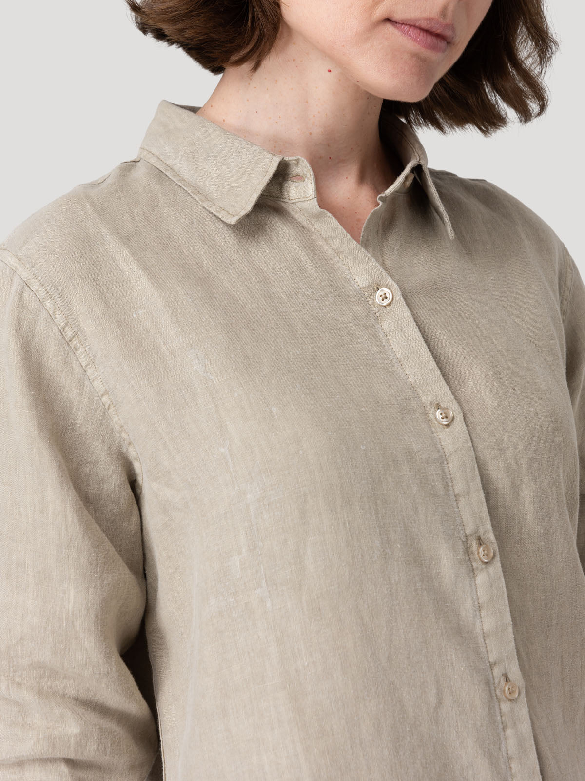Blusa Lino Orgánico Mujer Lirio Café Rockford