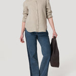 Blusa Lino Orgánico Mujer Lirio Café Rockford