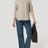 Blusa Lino Orgánico Mujer Lirio Café Rockford