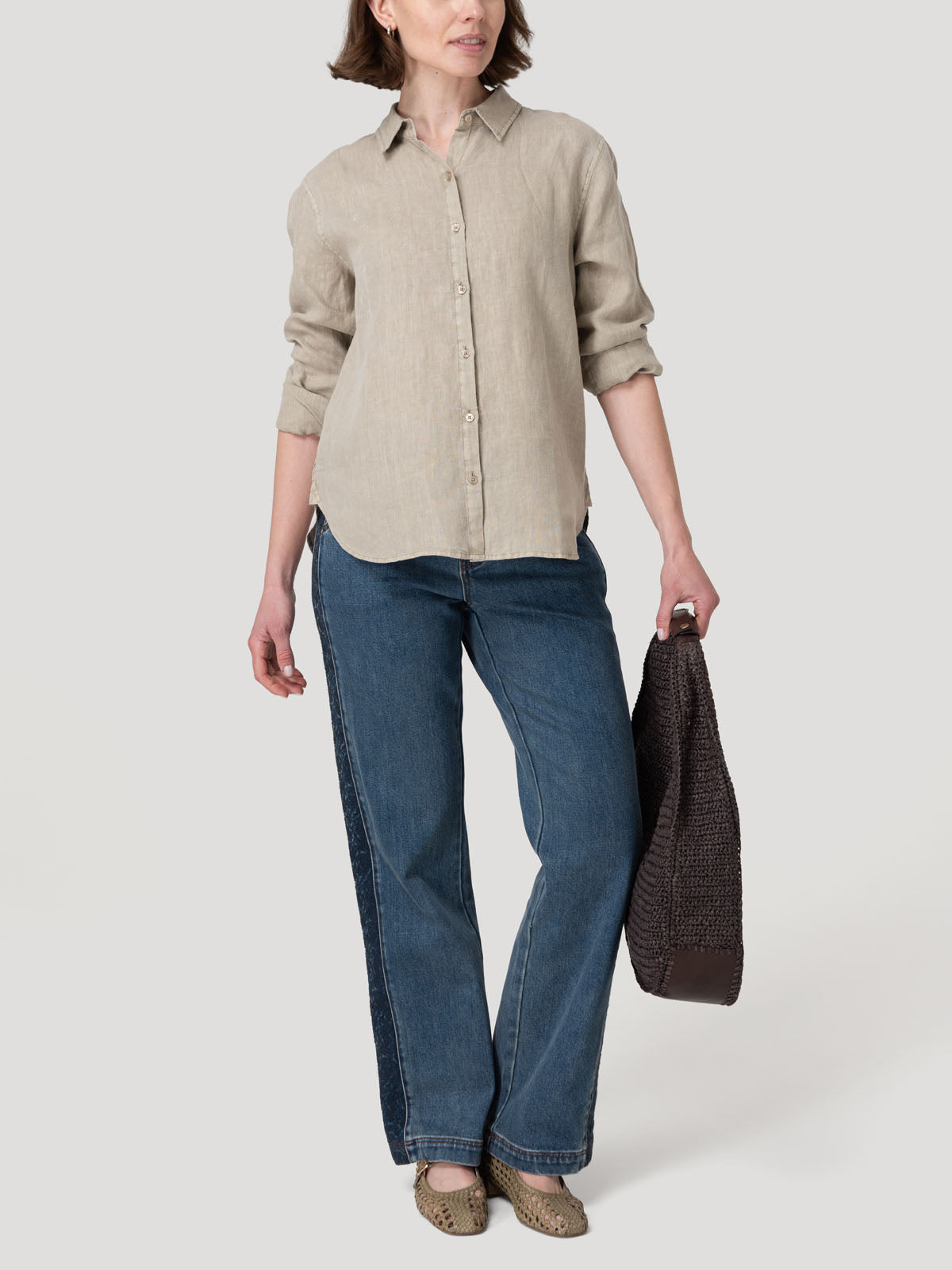 Blusa Lino Orgánico Mujer Lirio Café Rockford