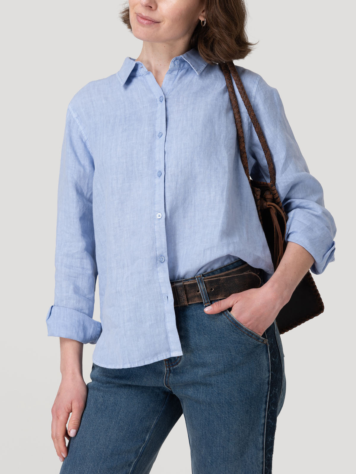 Blusa Lino Orgánico Mujer Lirio Azul Rockford