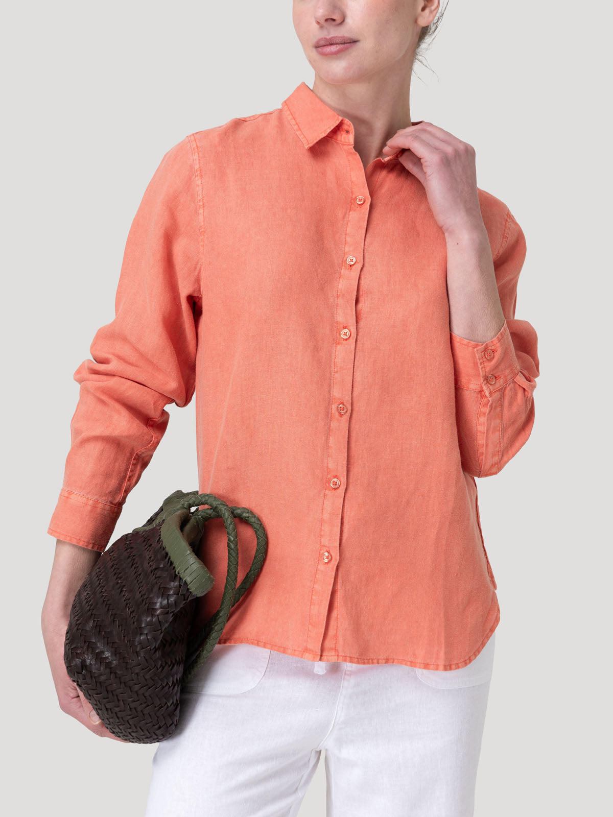 Blusa Lino Orgánico Mujer Lirio Naranjo Rockford