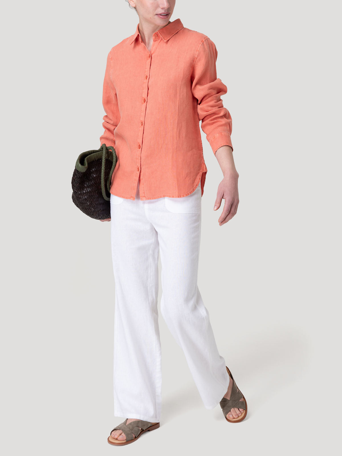 Blusa Lino Orgánico Mujer Lirio Naranjo Rockford