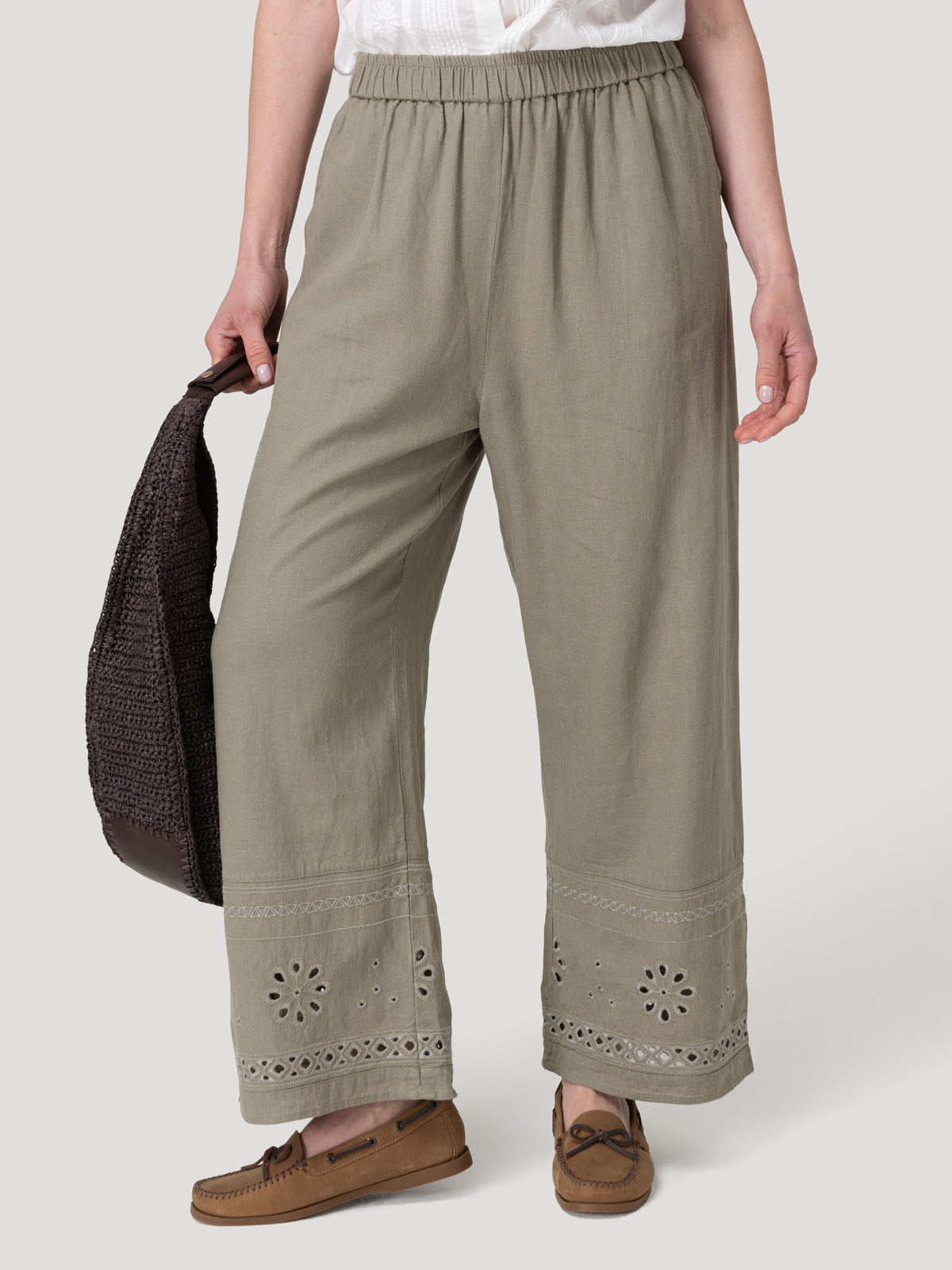 Pantalón Lino Orgánico Mujer Tropia Verde Rockford