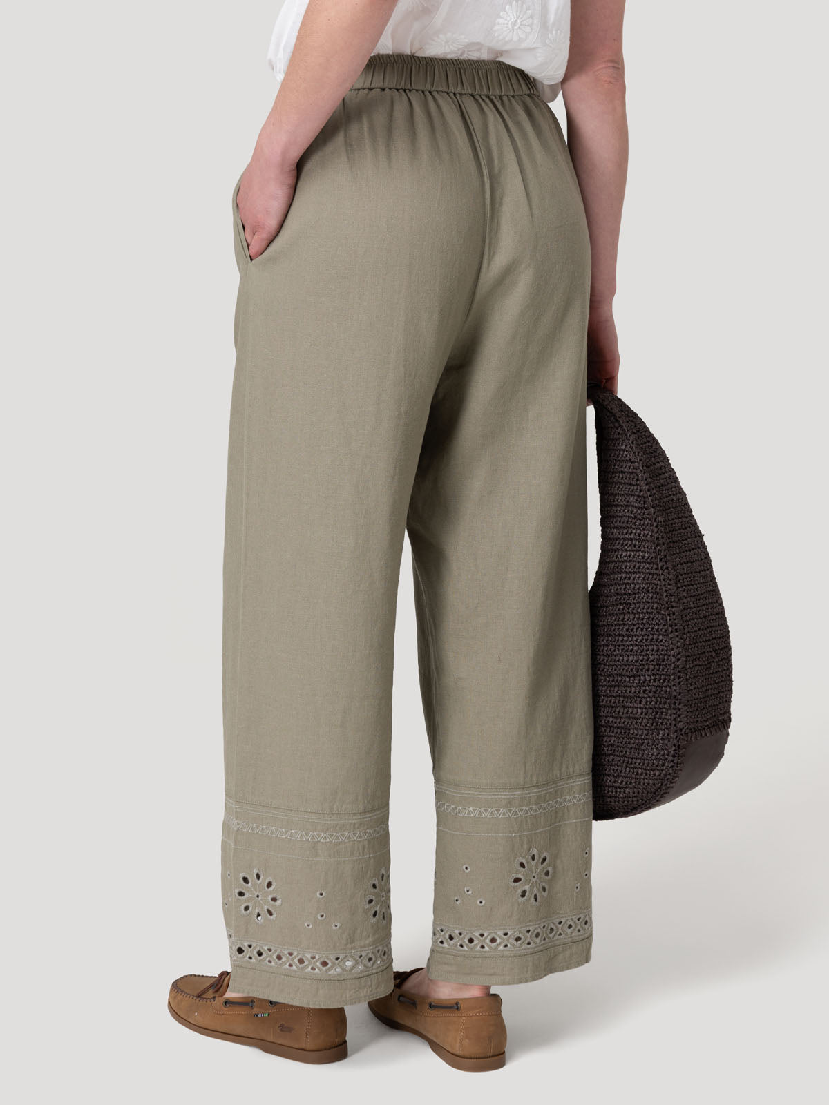 Pantalón Lino Orgánico Mujer Tropia Verde Rockford