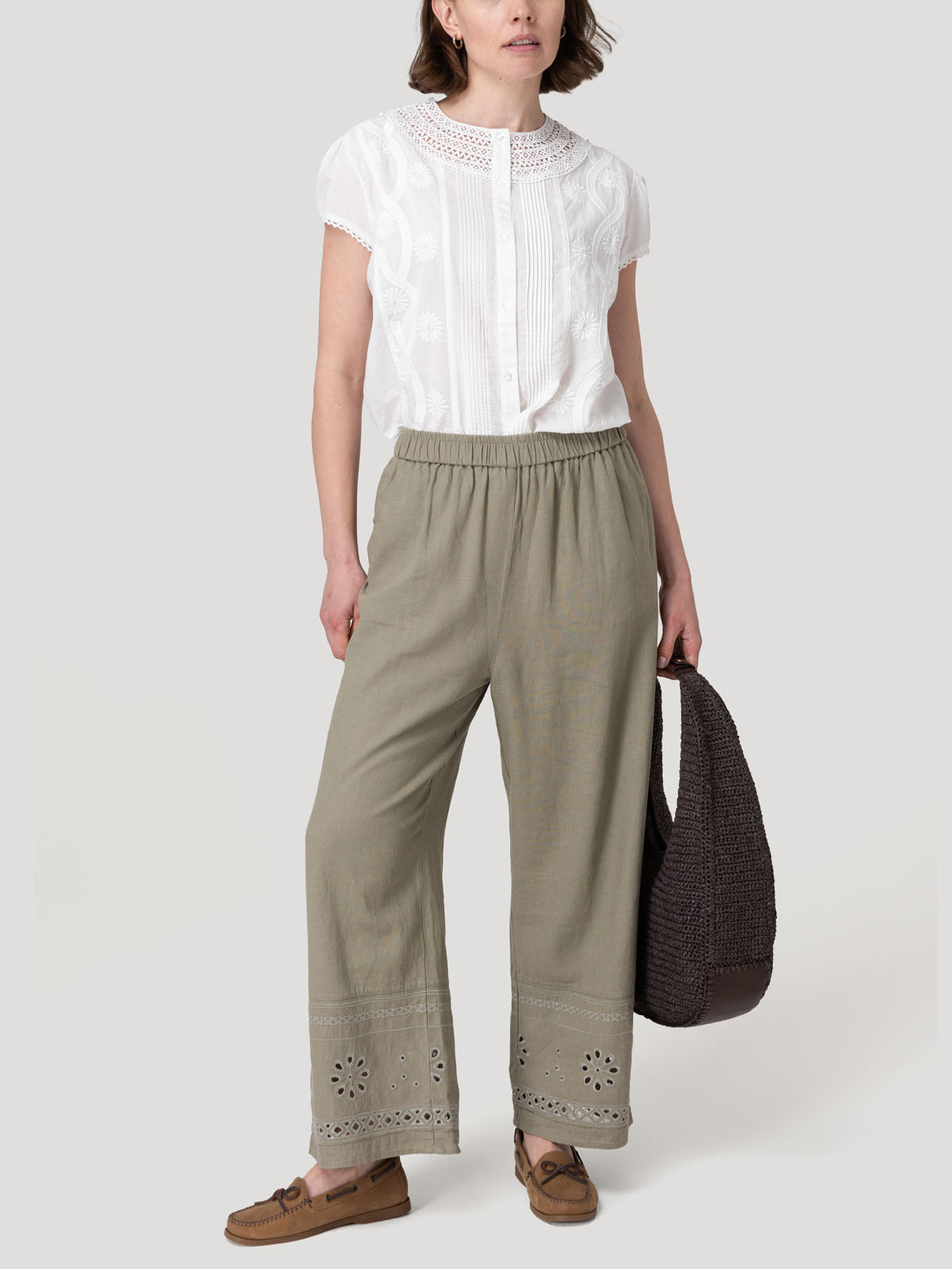 Pantalón Lino Orgánico Mujer Tropia Verde Rockford