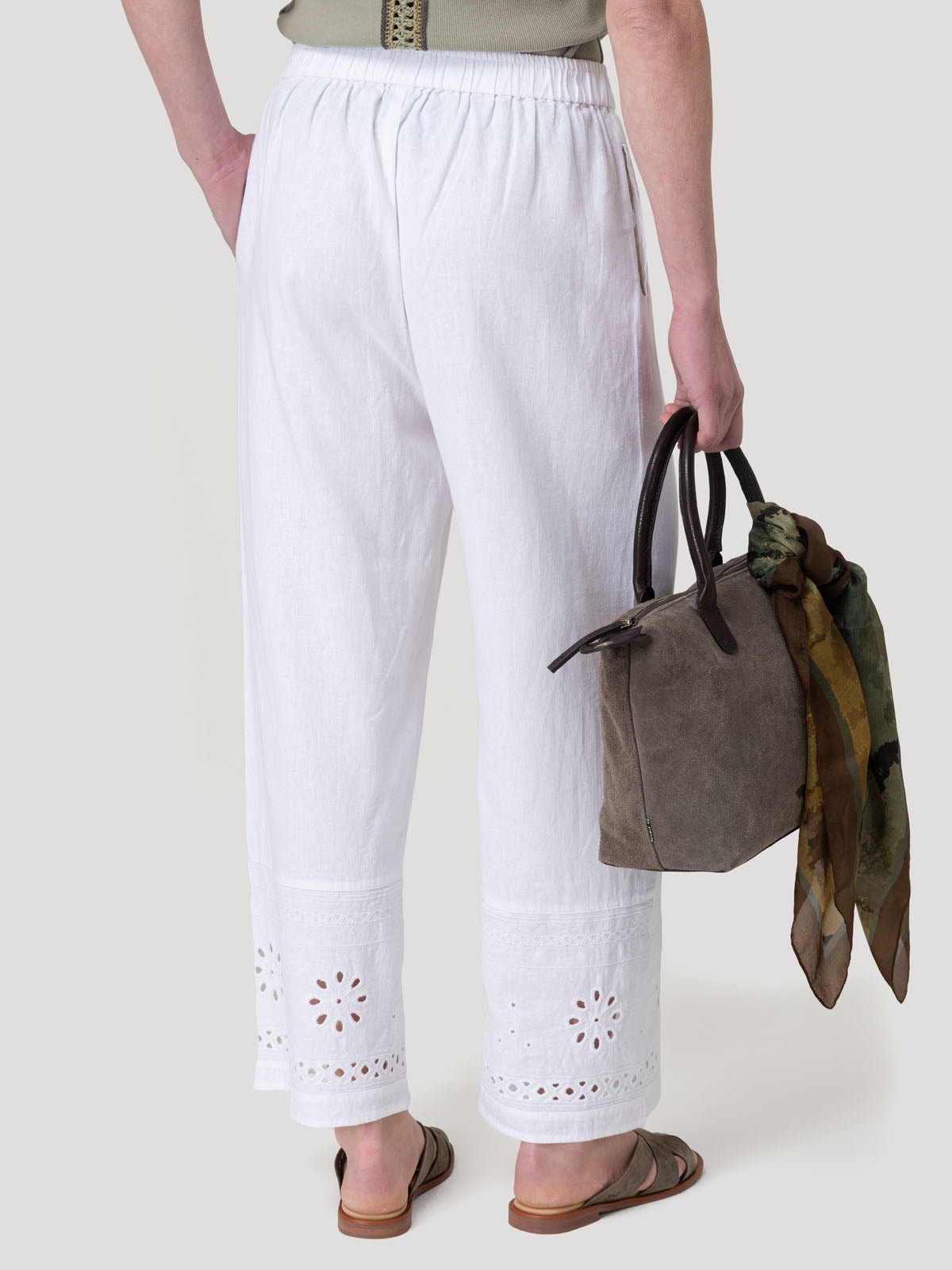 Pantalón Lino Orgánico Mujer Tropia Blanco Rockford
