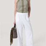 Pantalón Lino Orgánico Mujer Tropia Blanco Rockford