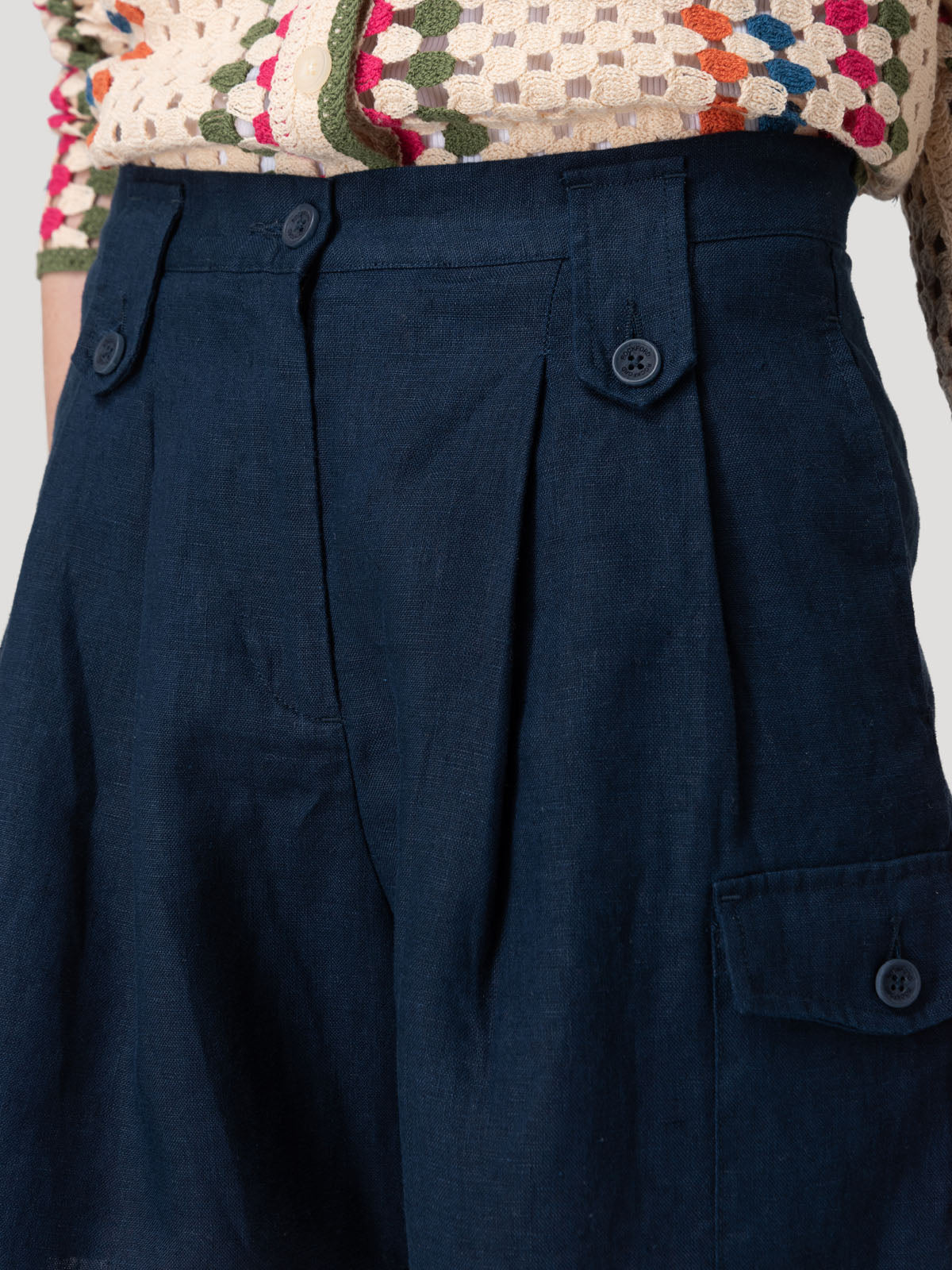 Short Lino Orgánico Mujer Rout Azul Rockford