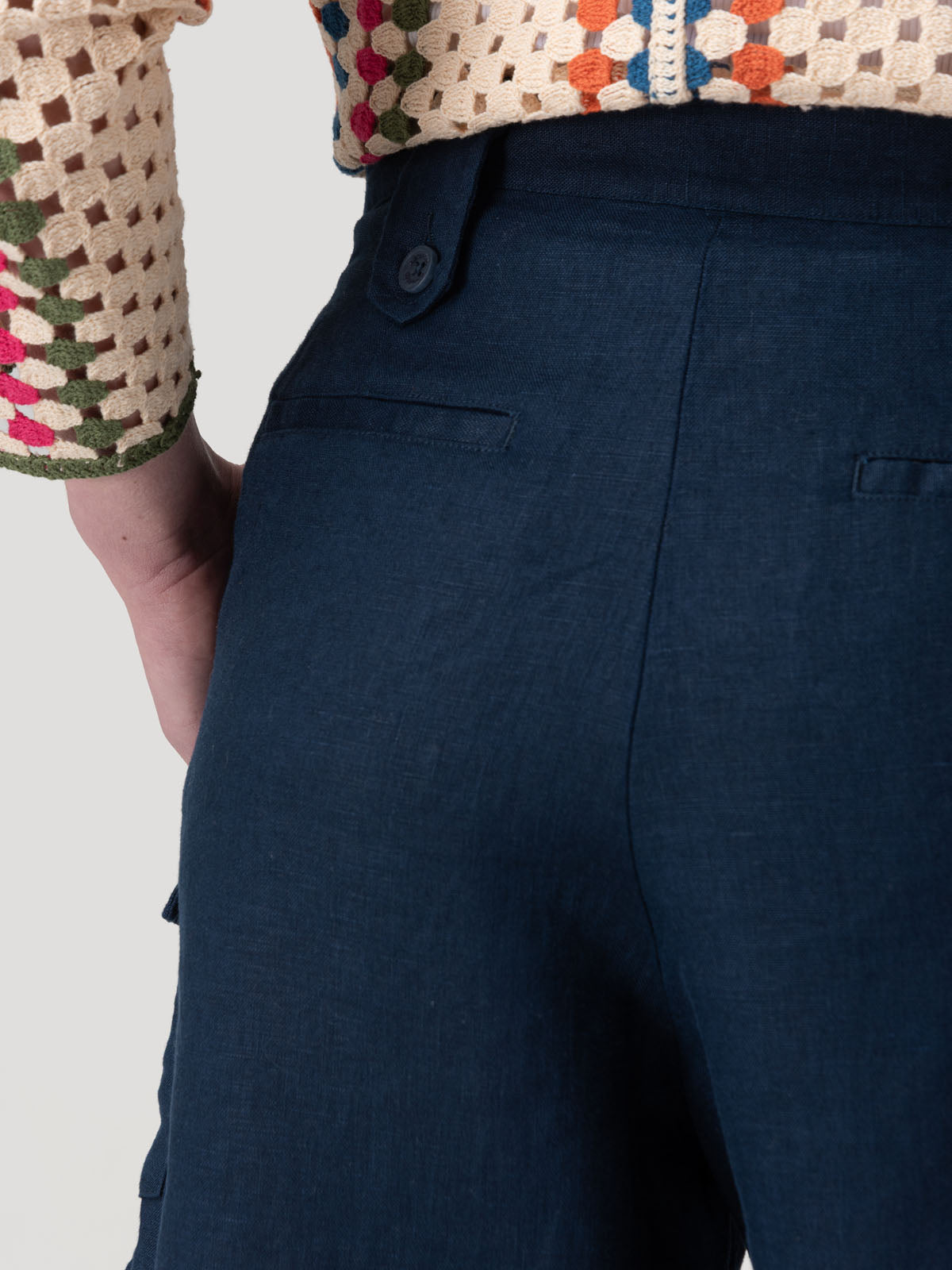Short Lino Orgánico Mujer Rout Azul Rockford
