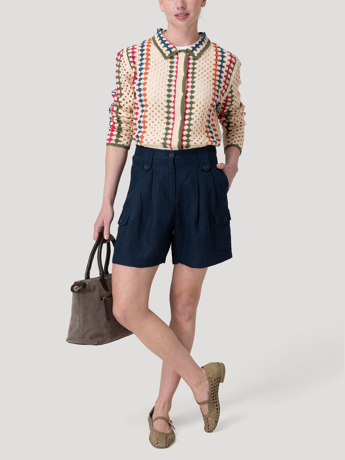 Short Lino Orgánico Mujer Rout Azul Rockford