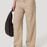 Pantalón Lino Orgánico Mujer Maloys Café Rockford