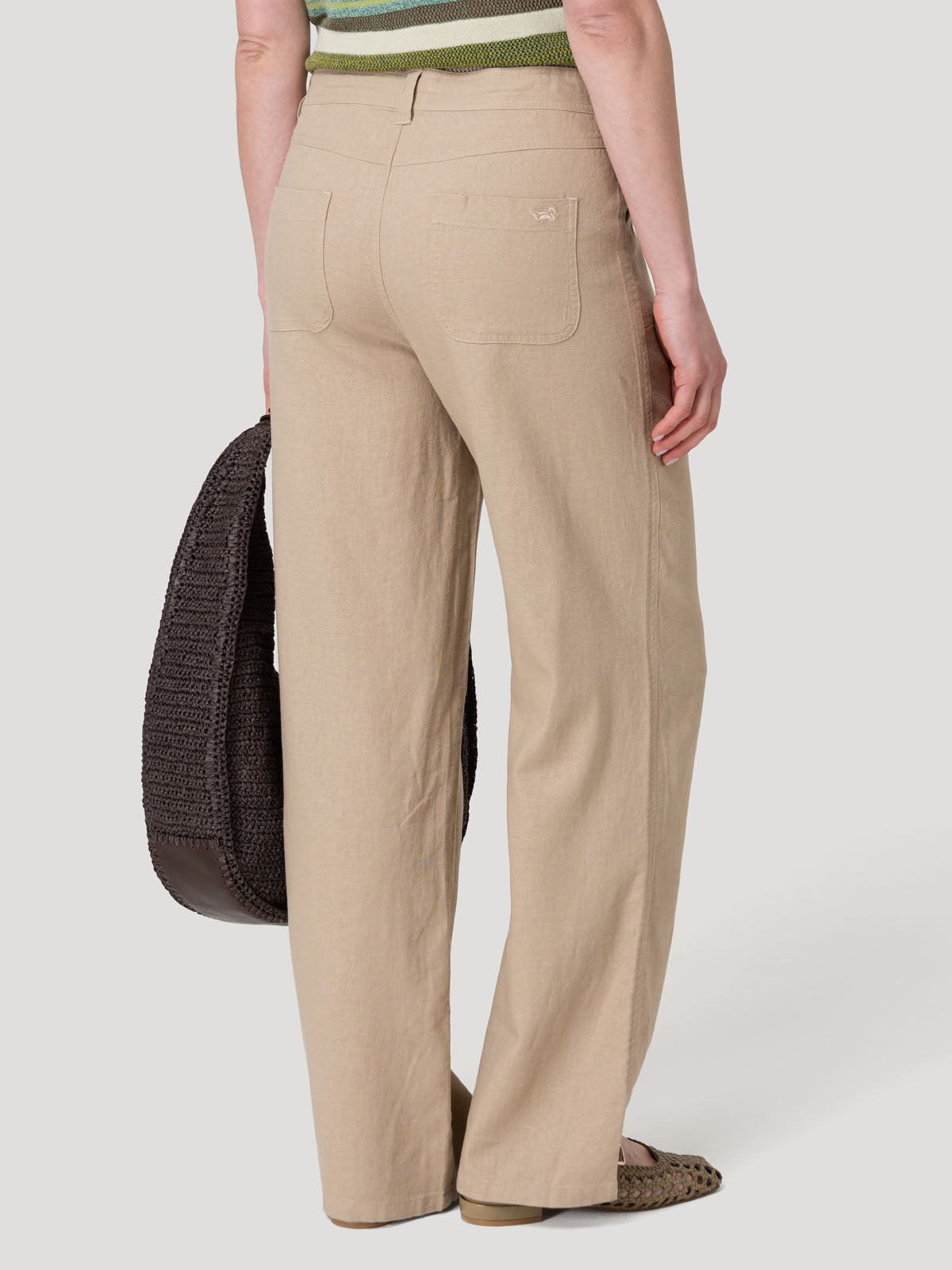 Pantalón Lino Orgánico Mujer Maloys Café Rockford