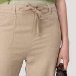 Pantalón Lino Orgánico Mujer Maloys Café Rockford
