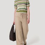 Pantalón Lino Orgánico Mujer Maloys Café Rockford