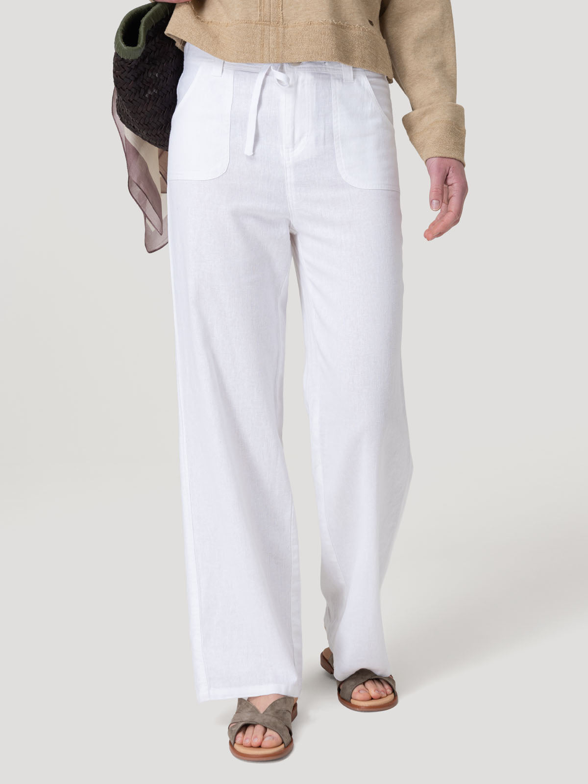 Pantalón Lino Orgánico Mujer Maloys Blanco Rockford