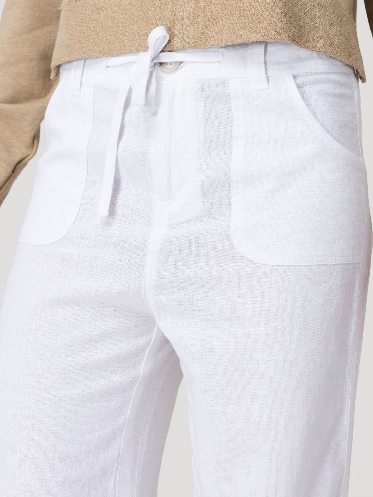 Pantalón Lino Orgánico Mujer Maloys Blanco Rockford