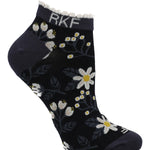 Calcetin Bambú Mujer Ped St Flower Azul Rockford