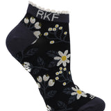 Calcetin Bambú Mujer Ped St Flower Azul Rockford