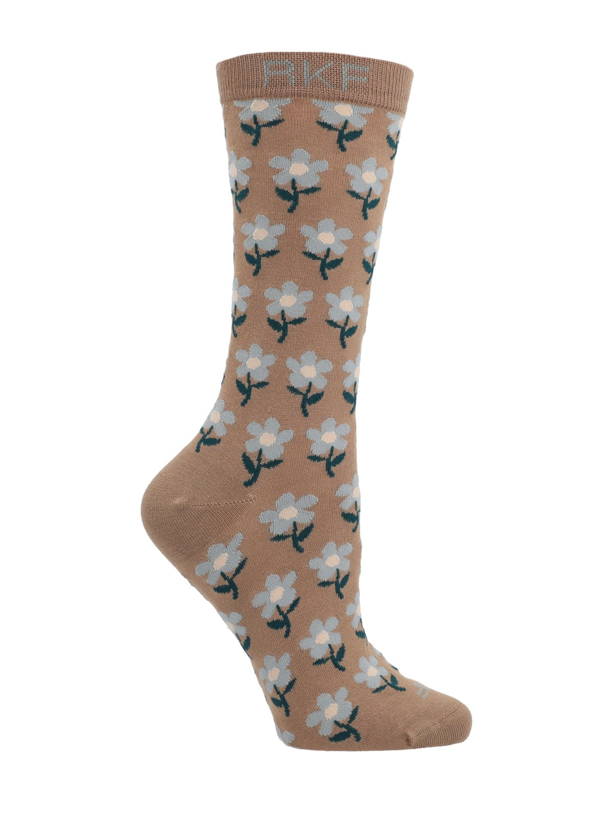 Calcetín Bambú Mujer C Flores Beige Rockford
