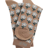 Calcetín Bambú Mujer C Flores Beige Rockford