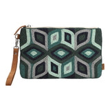 Cartera Algodon Organico Mujer Beaded Zip Bag Azul Rockford