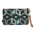 Cartera Algodon Organico Mujer Beaded Zip Bag Azul Rockford