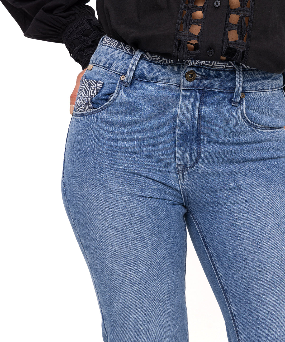 Jeans Natural Flex Mujer Oliviastripe Azul Rockford
