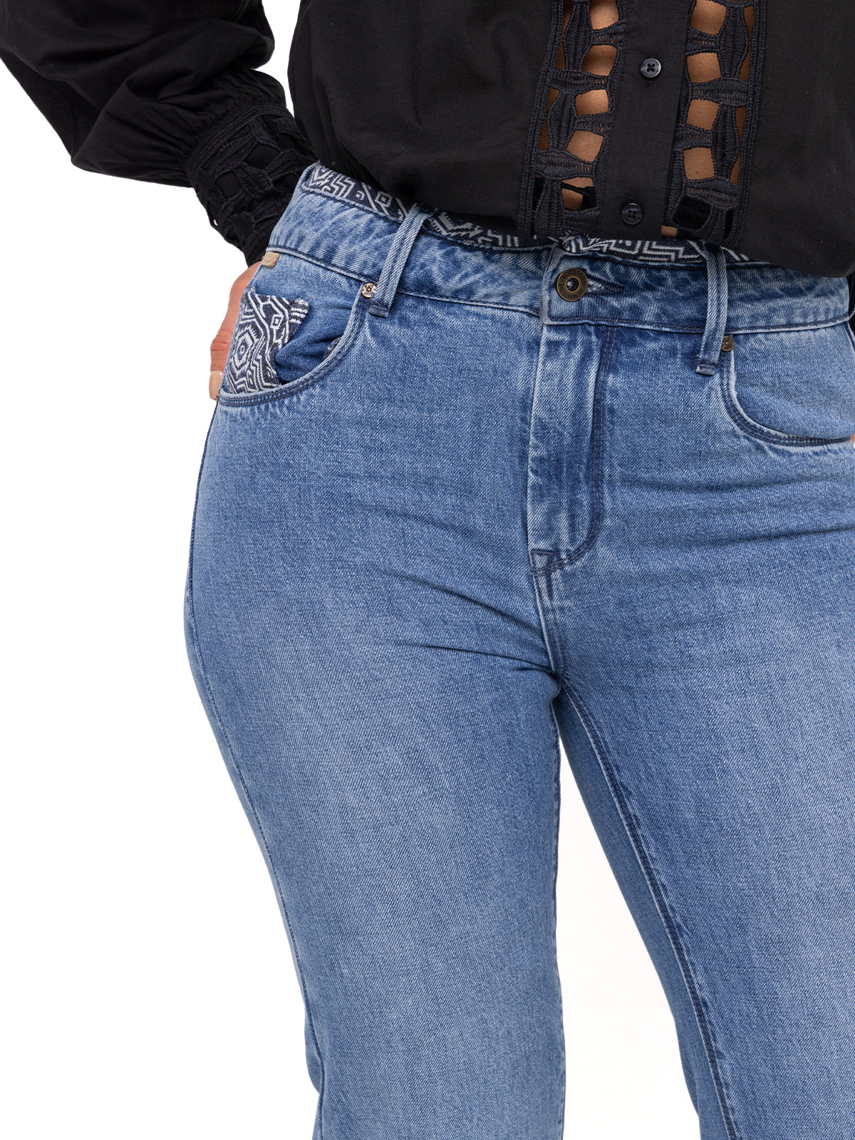Jeans Natural Flex Mujer Oliviastripe Azul Rockford