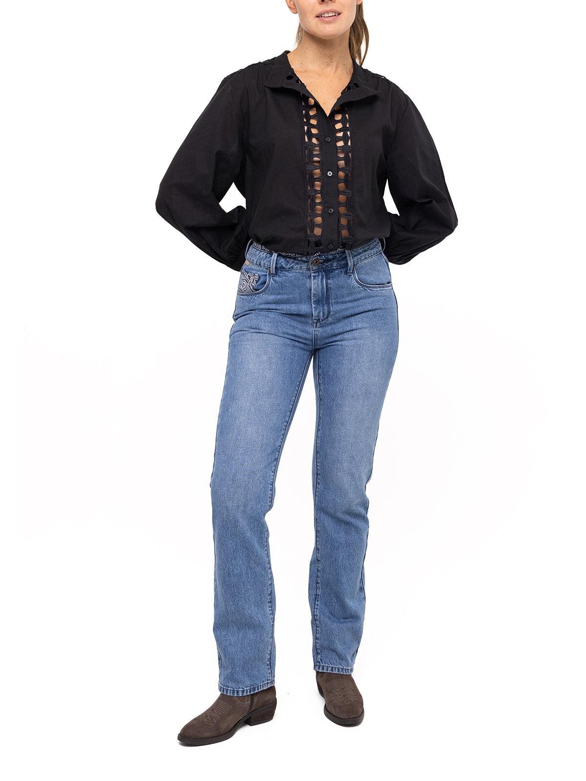 Jeans Natural Flex Mujer Oliviastripe Azul Rockford