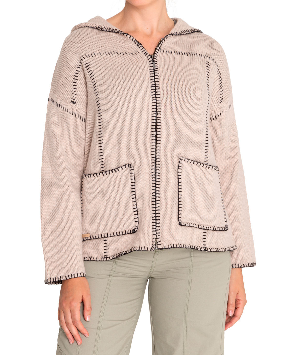 Sweater Fibras Recicladas Mujer Canela Blanco Rockford