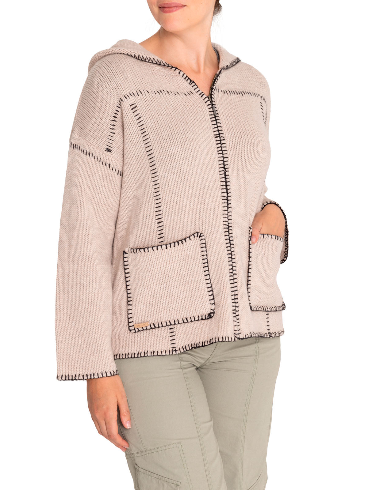 Sweater Fibras Recicladas Mujer Canela Blanco Rockford